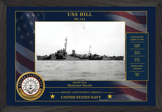 USS Hill DE-141 Framed Patriotic Photo