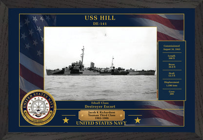 USS Hill DE-141 Framed Patriotic Photo