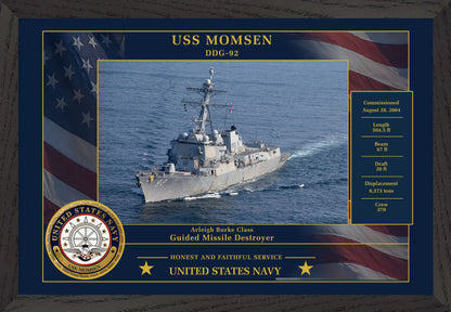 USS Momsen DDG-92 Framed Patriotic Photo