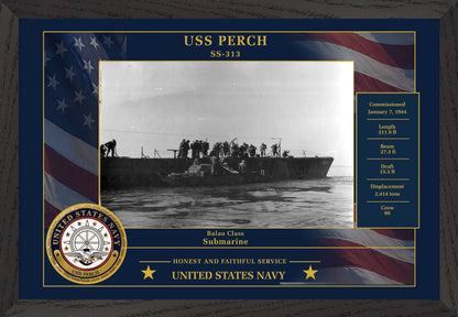 USS Perch SS-313 Framed Patriotic Photo