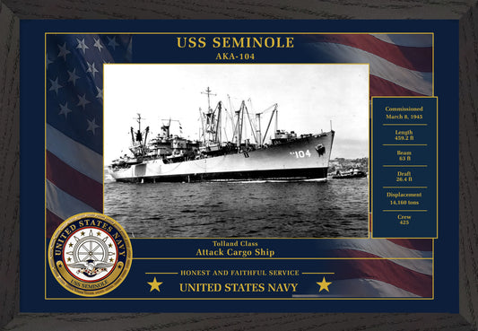 USS Seminole AKA-104 Framed Patriotic Photo