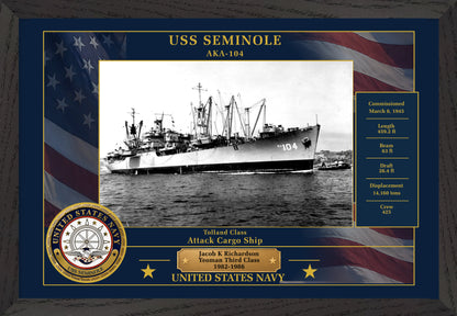 USS Seminole AKA-104 Framed Patriotic Photo