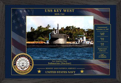 USS Key West SSN-722 Framed Patriotic Photo