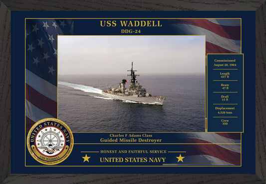 USS Waddell DDG-24 Framed Patriotic Photo