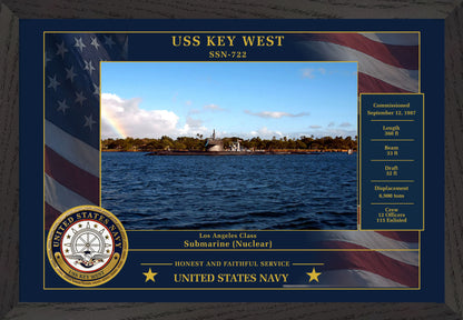 USS Key West SSN-722 Framed Patriotic Photo