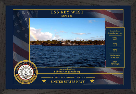USS Key West SSN-722 Framed Patriotic Photo
