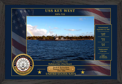 USS Key West SSN-722 Framed Patriotic Photo