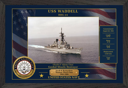 USS Waddell DDG-24 Framed Patriotic Photo