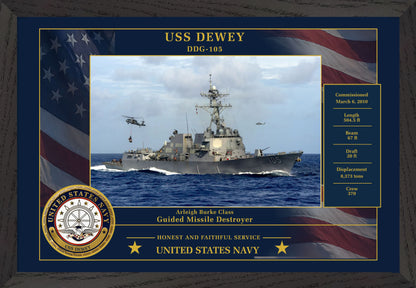 USS Dewey DDG-105 Framed Patriotic Photo