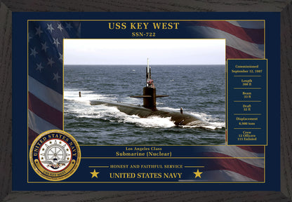 USS Key West SSN-722 Framed Patriotic Photo
