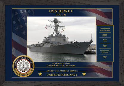 USS Dewey DDG-105 Framed Patriotic Photo