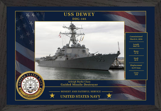 USS Dewey DDG-105 Framed Patriotic Photo