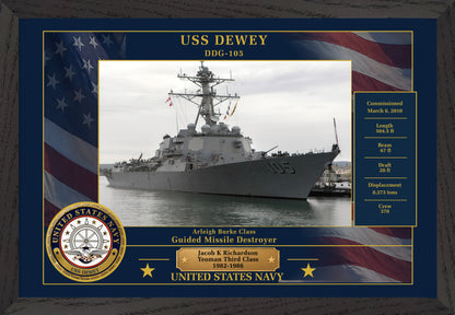 USS Dewey DDG-105 Framed Patriotic Photo