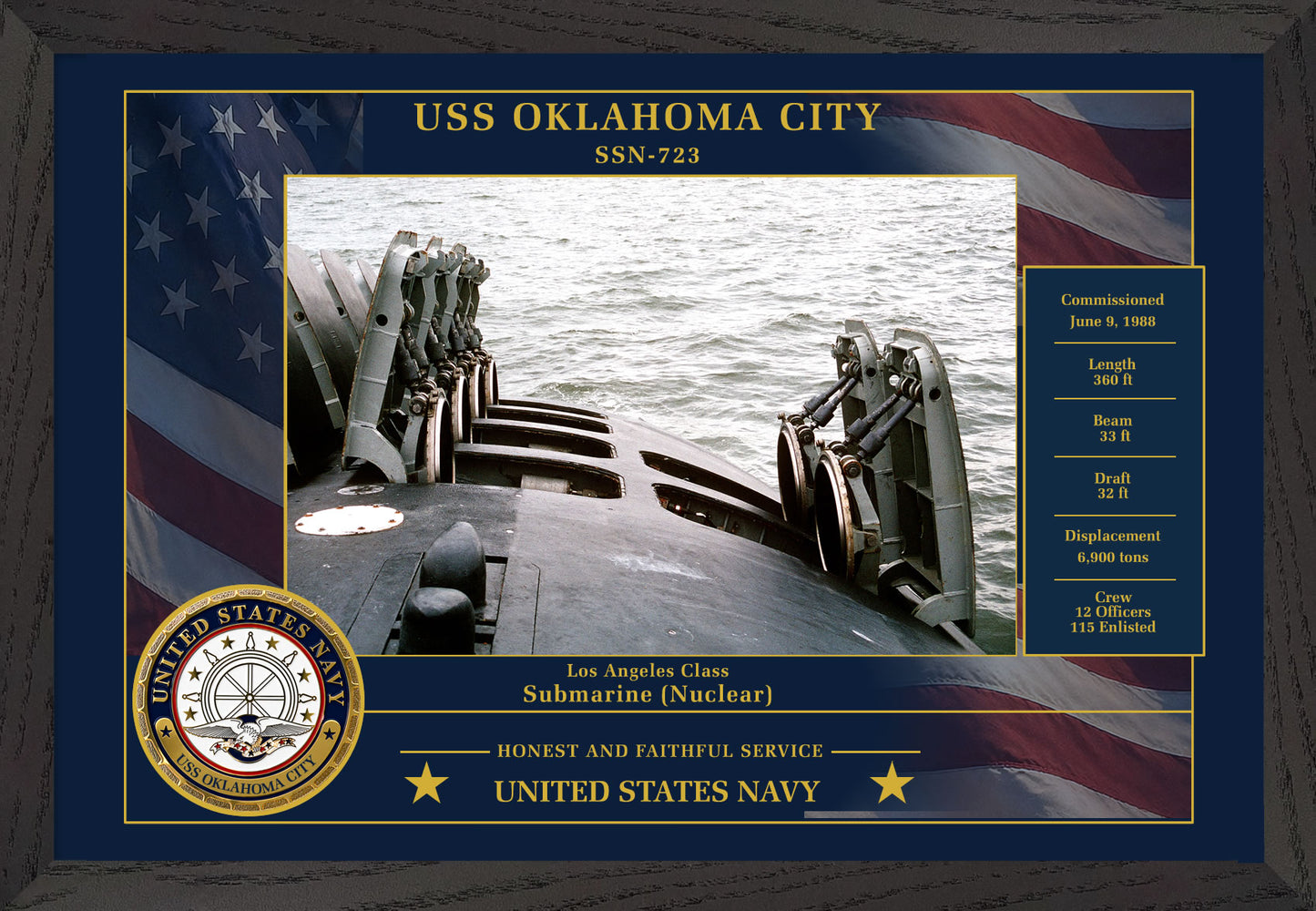 USS Oklahoma City SSN-723 Framed Patriotic Photo