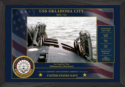 USS Oklahoma City SSN-723 Framed Patriotic Photo