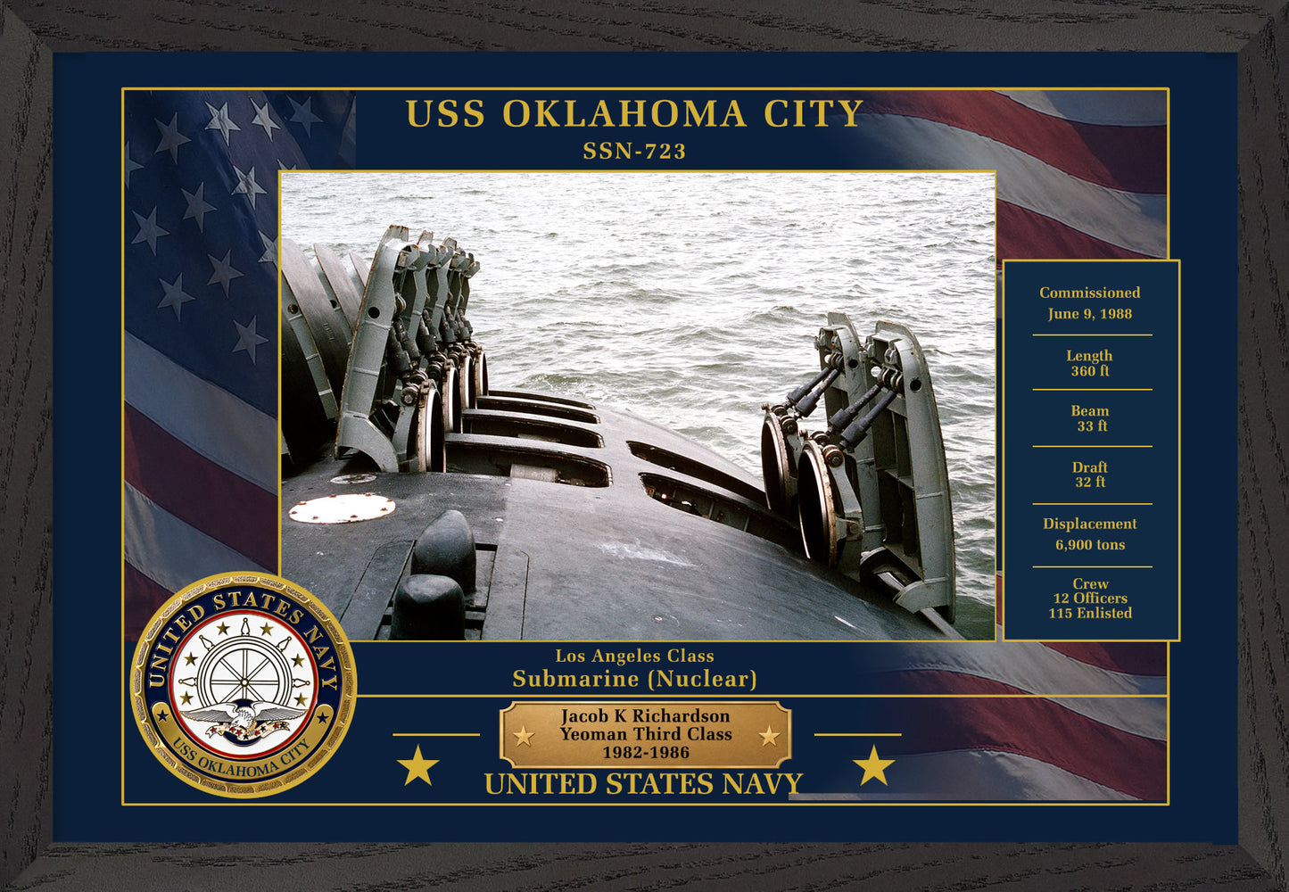 USS Oklahoma City SSN-723 Framed Patriotic Photo