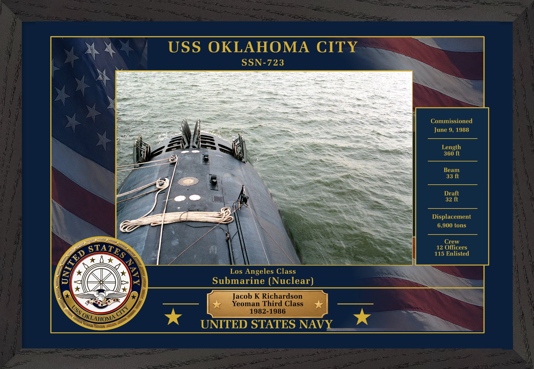 USS Oklahoma City SSN-723 Framed Patriotic Photo