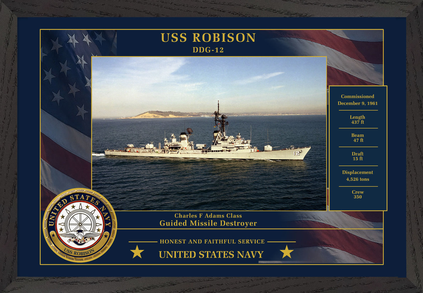 USS Robison DDG-12 Framed Patriotic Photo