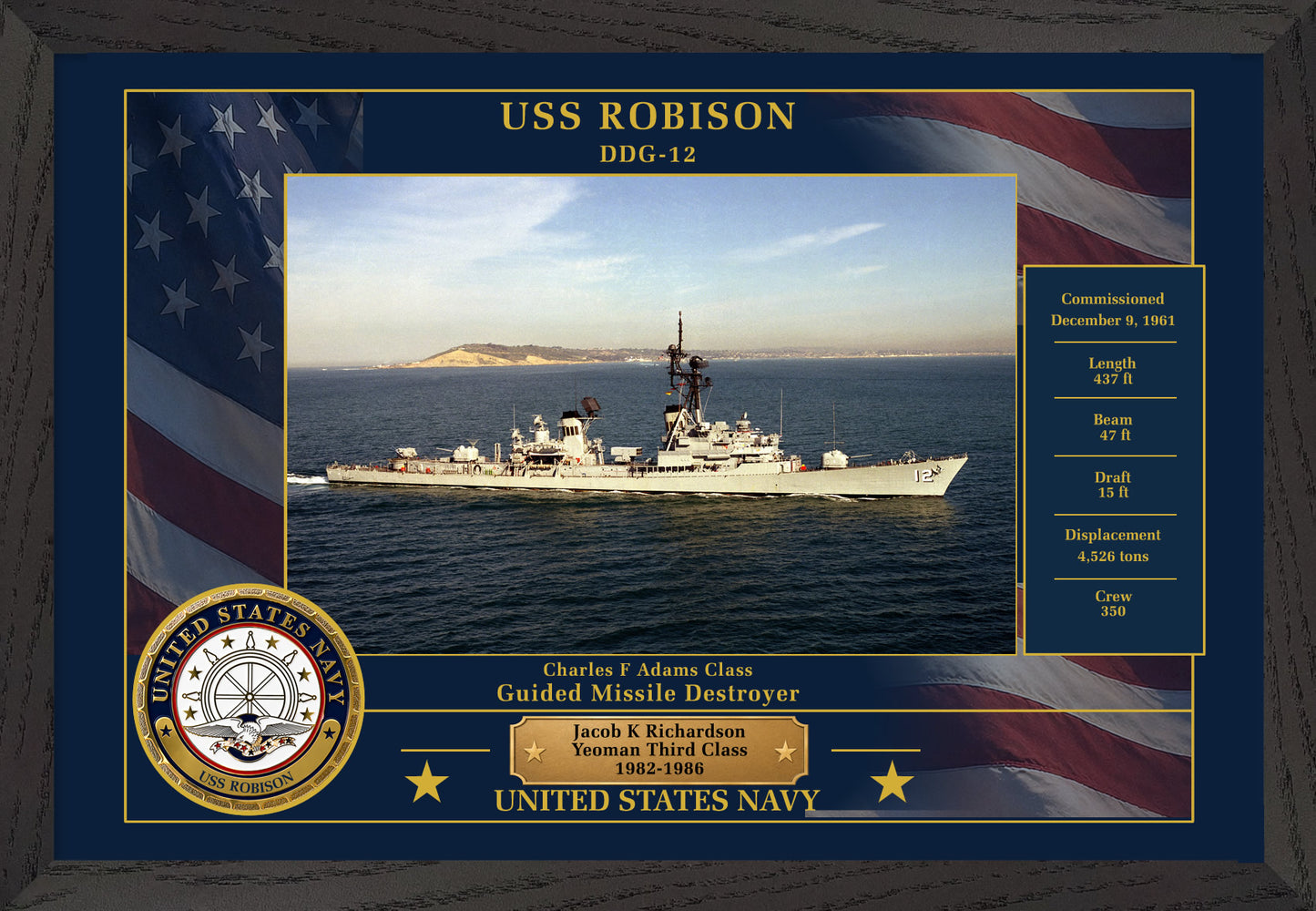 USS Robison DDG-12 Framed Patriotic Photo