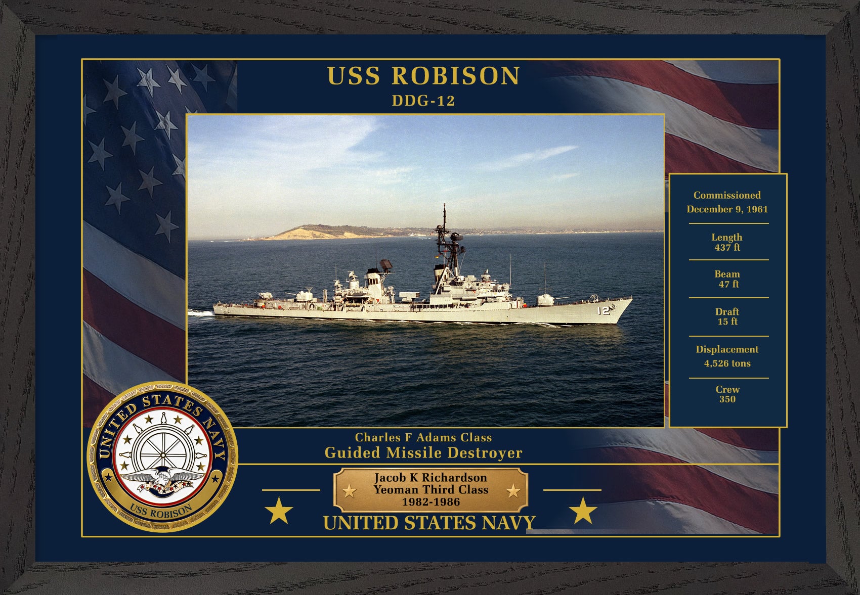 USS Robison DDG-12 Framed Patriotic Photo