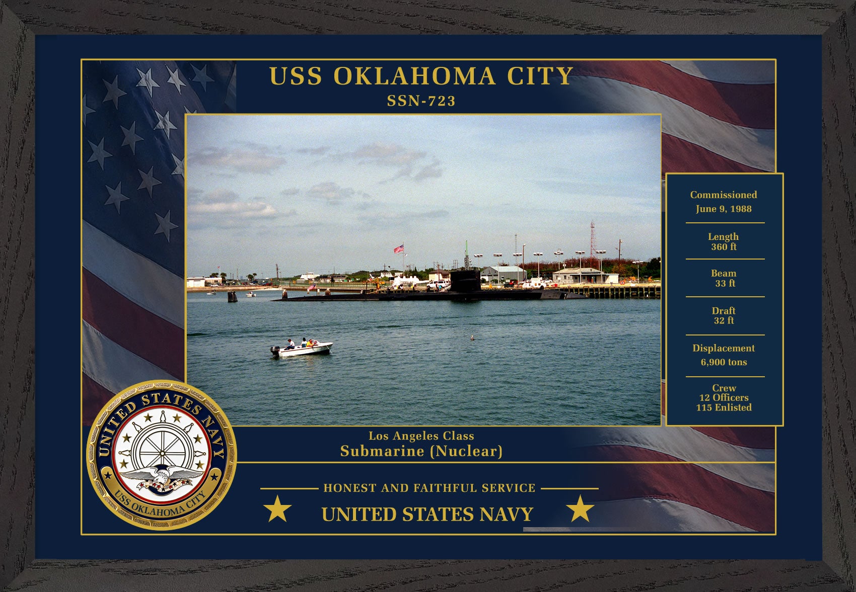 USS Oklahoma City SSN-723 Framed Patriotic Photo