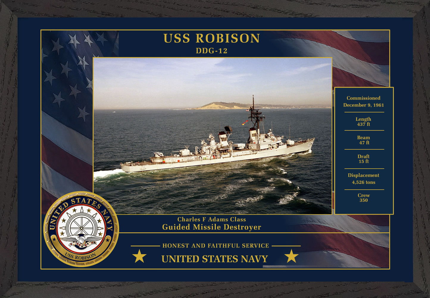 USS Robison DDG-12 Framed Patriotic Photo