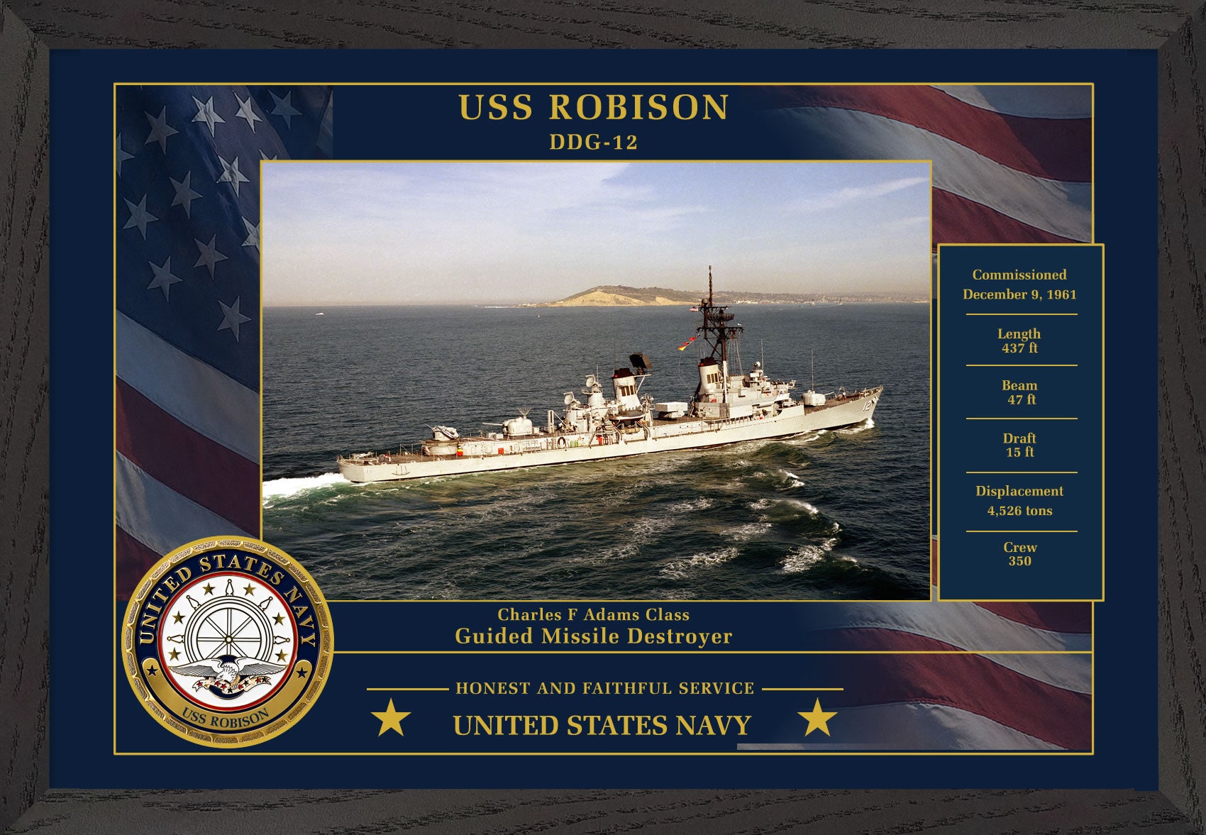 USS Robison DDG-12 Framed Patriotic Photo