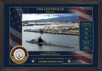 USS Louisville SSN-724 Framed Patriotic Photo