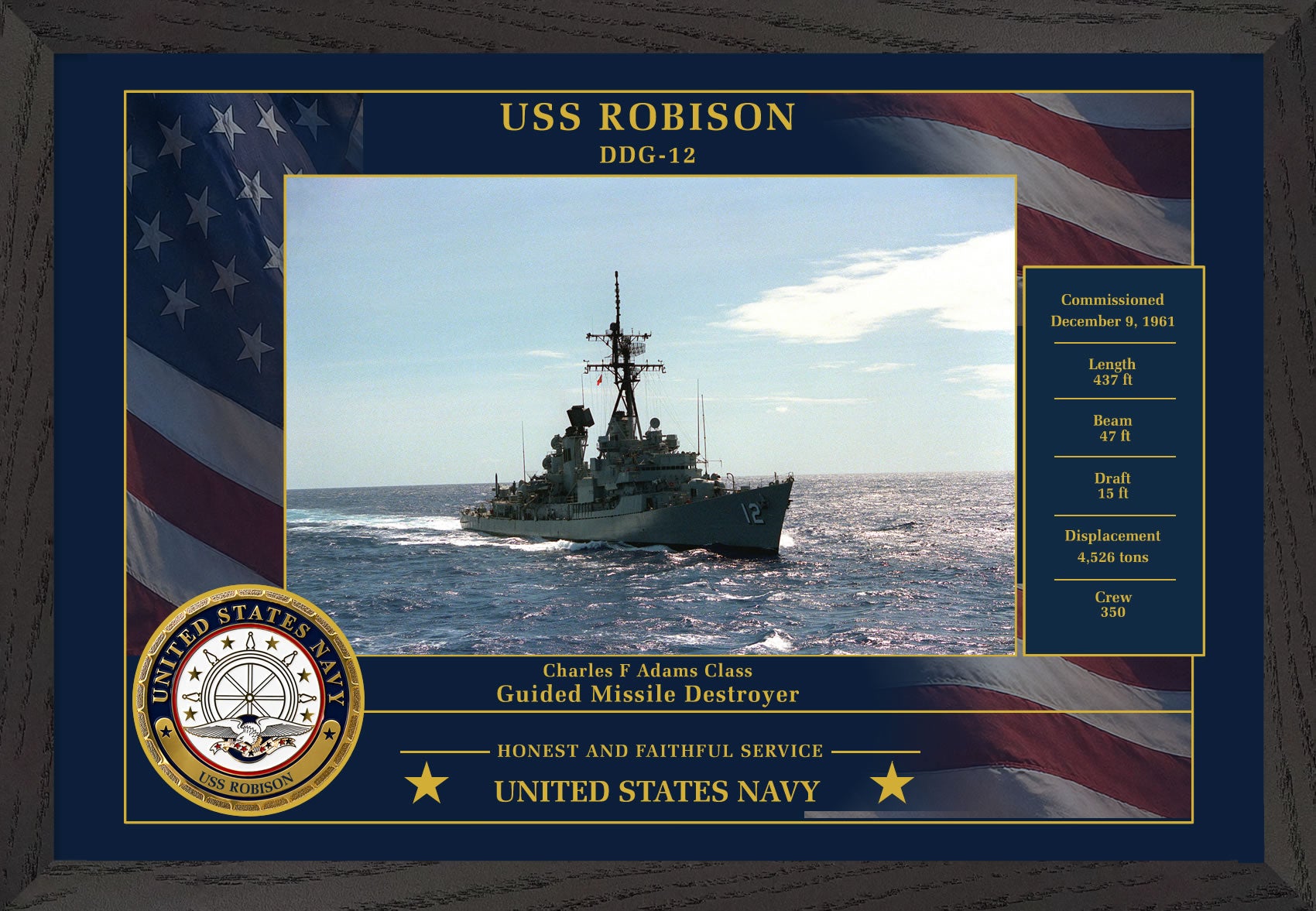 USS Robison DDG-12 Framed Patriotic Photo