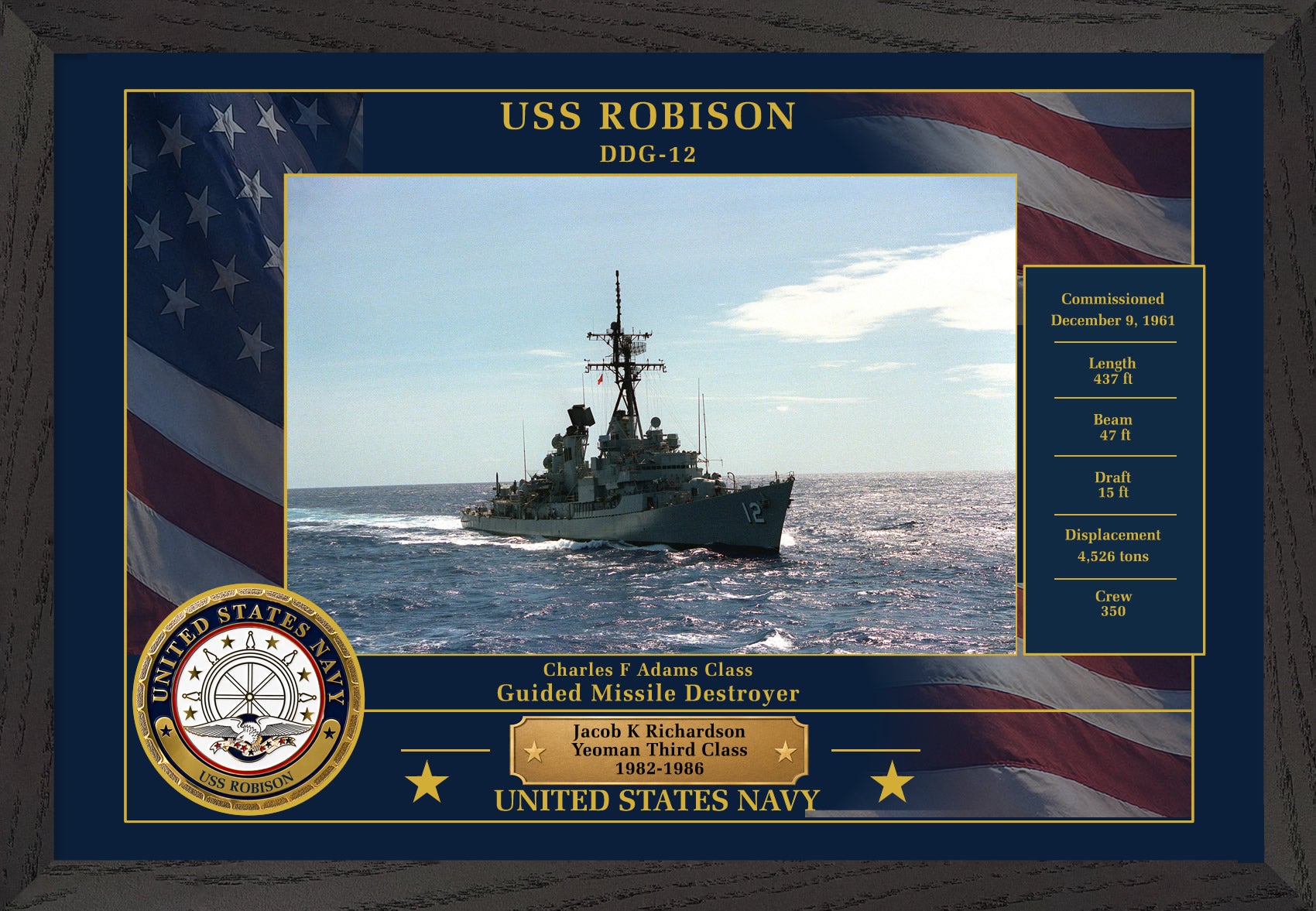 USS Robison DDG-12 Framed Patriotic Photo