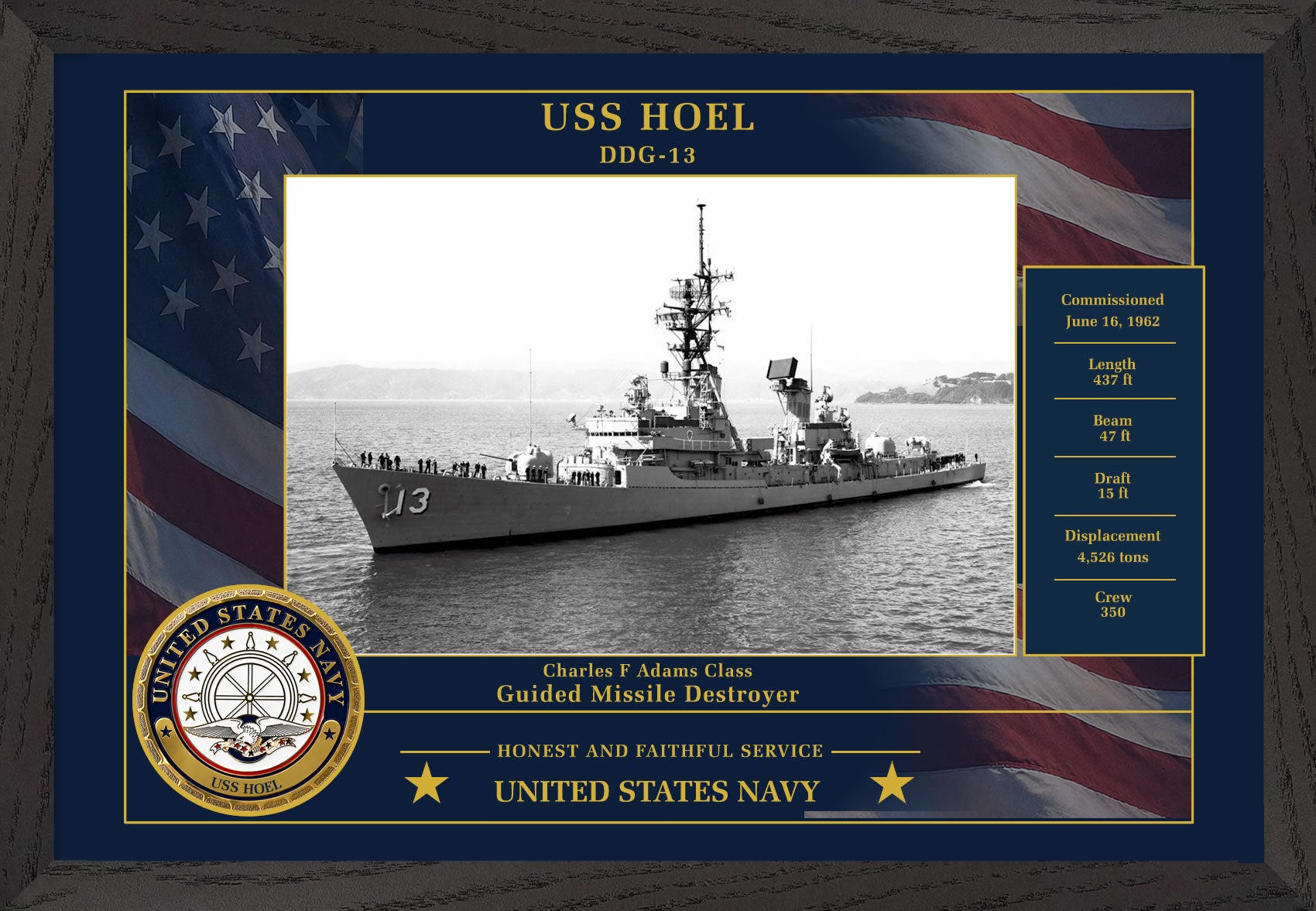 USS Hoel DDG-13 Framed Patriotic Photo