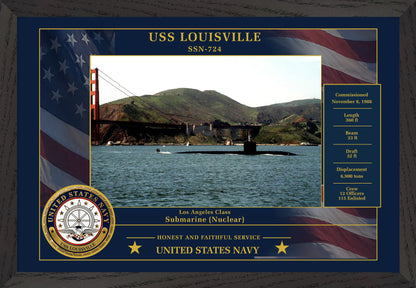 USS Louisville SSN-724 Framed Patriotic Photo