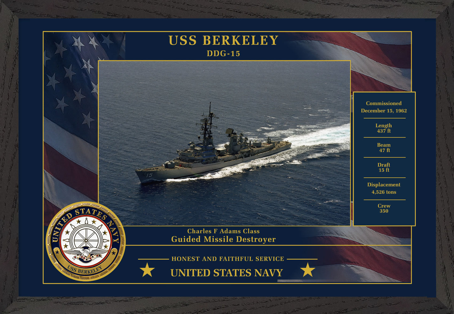USS Berkeley DDG-15 Framed Patriotic Photo