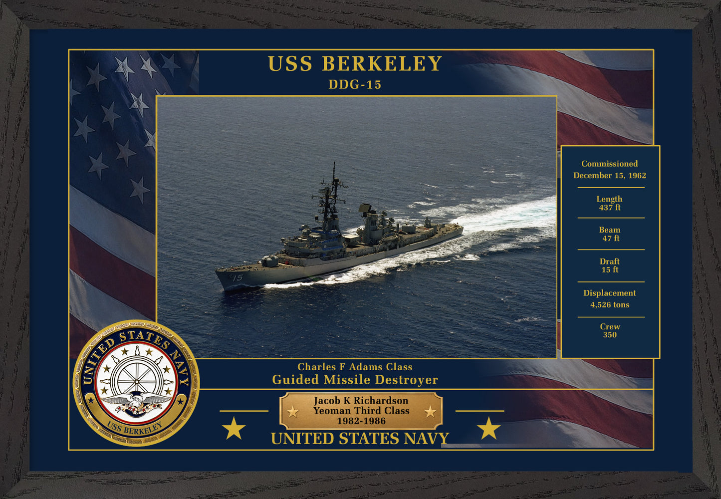 USS Berkeley DDG-15 Framed Patriotic Photo