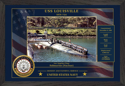 USS Louisville SSN-724 Framed Patriotic Photo