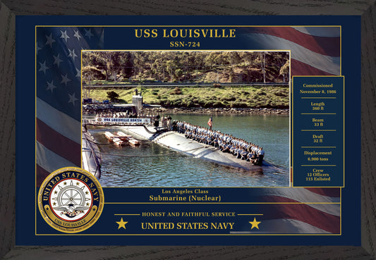 USS Louisville SSN-724 Framed Patriotic Photo