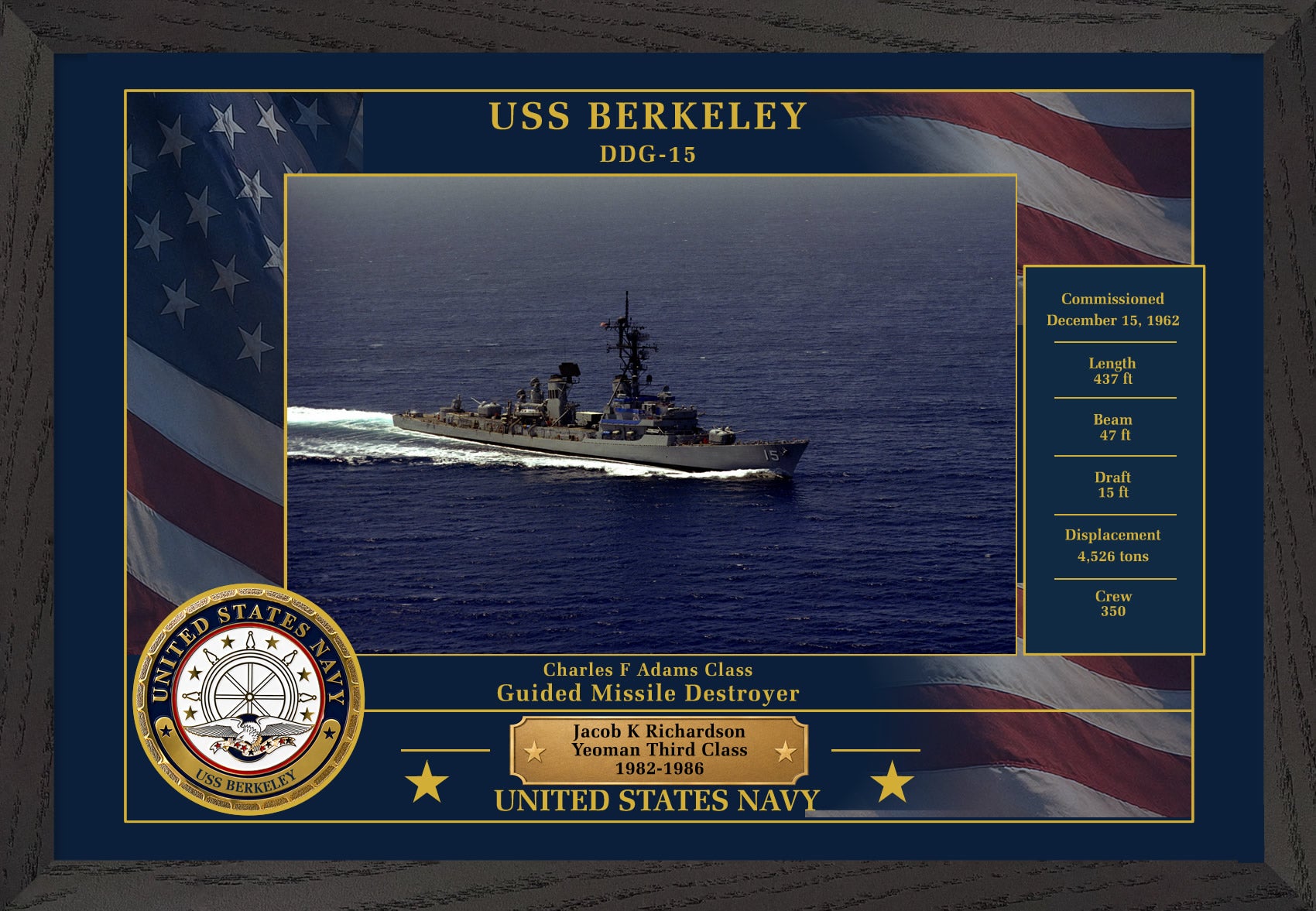 USS Berkeley DDG-15 Framed Patriotic Photo