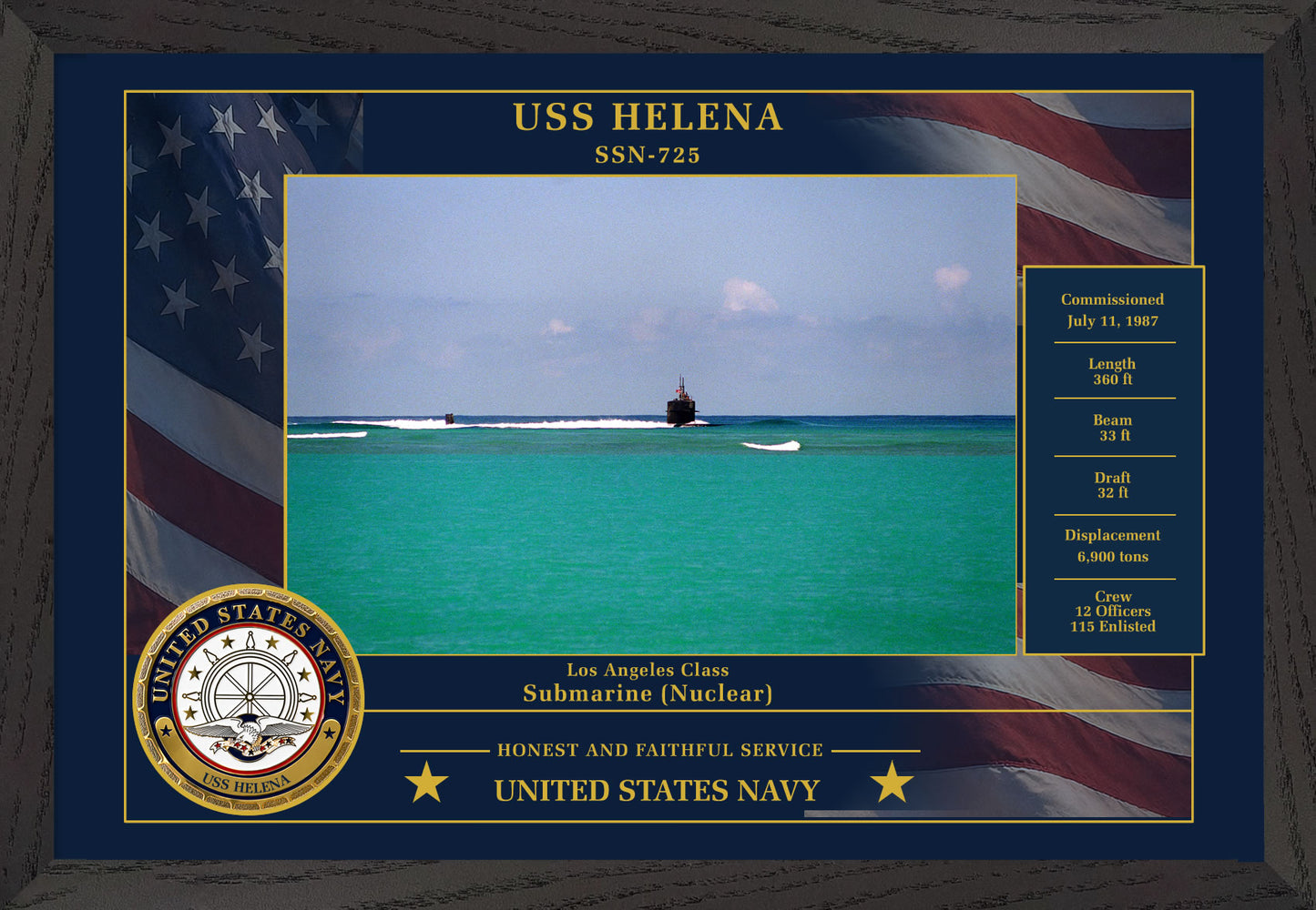USS Helena SSN-725 Framed Patriotic Photo