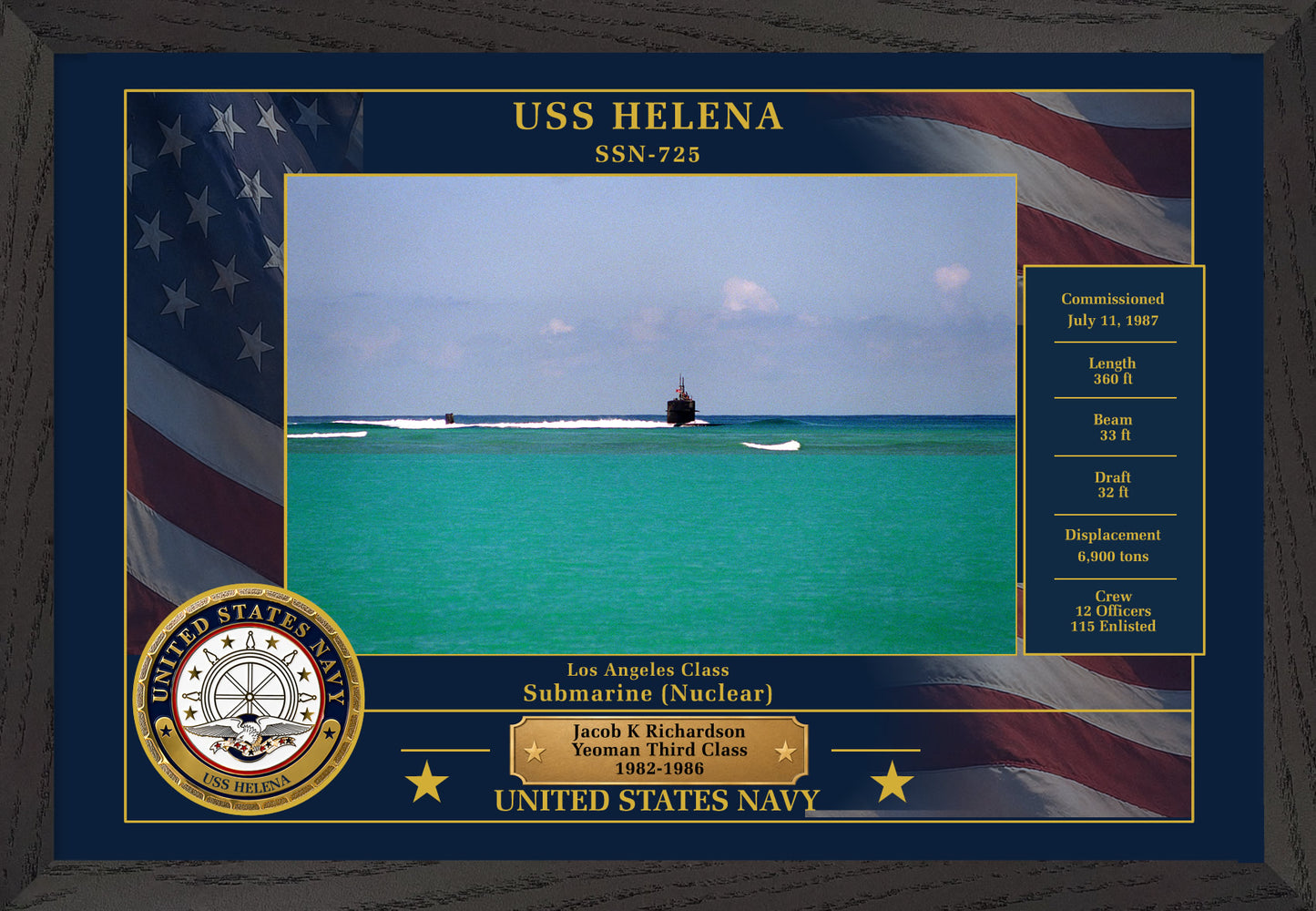 USS Helena SSN-725 Framed Patriotic Photo