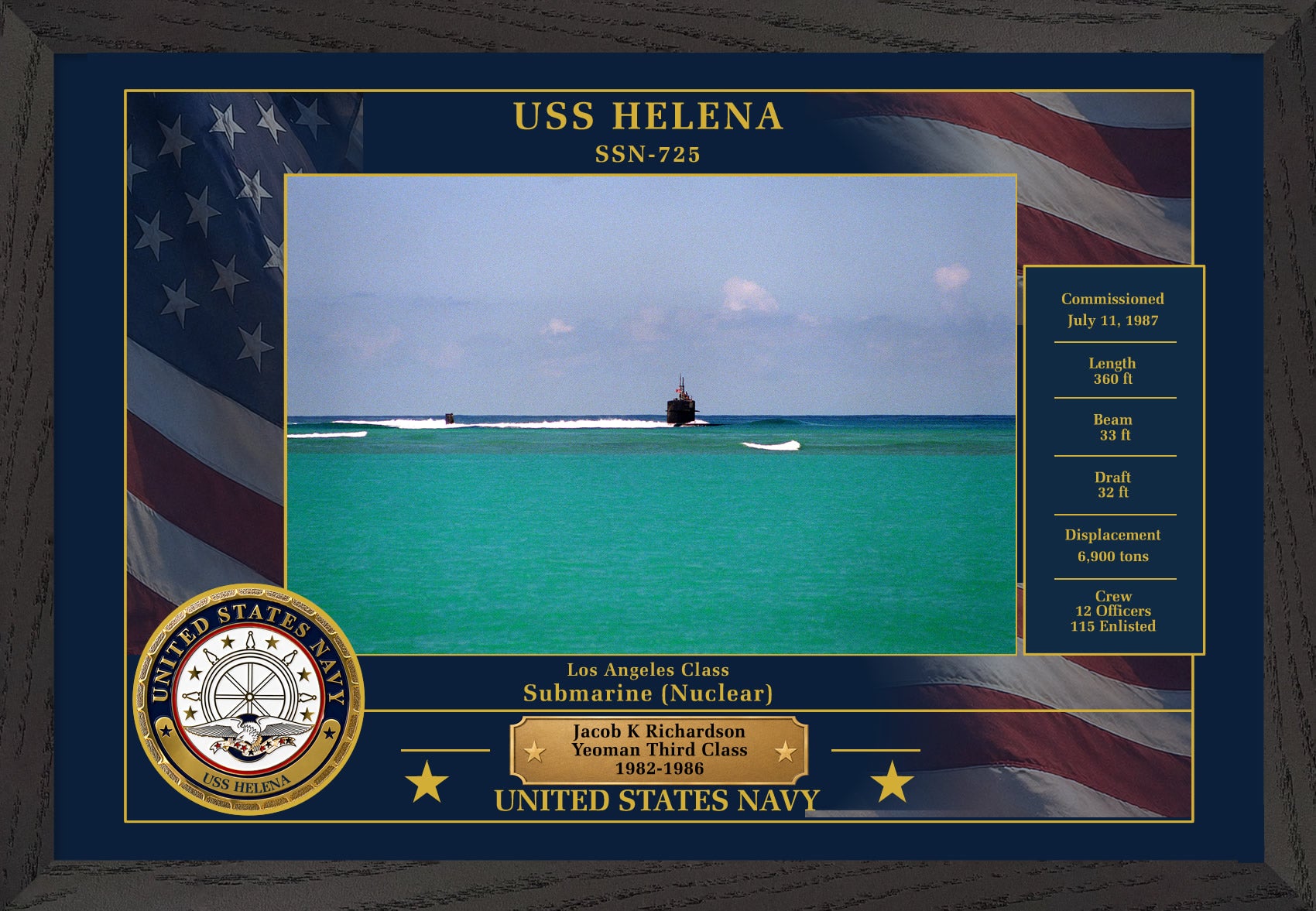 USS Helena SSN-725 Framed Patriotic Photo