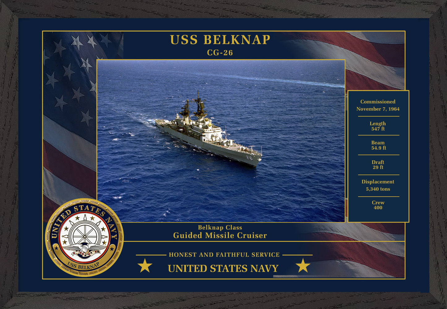 USS Belknap CG-26 Framed Patriotic Photo