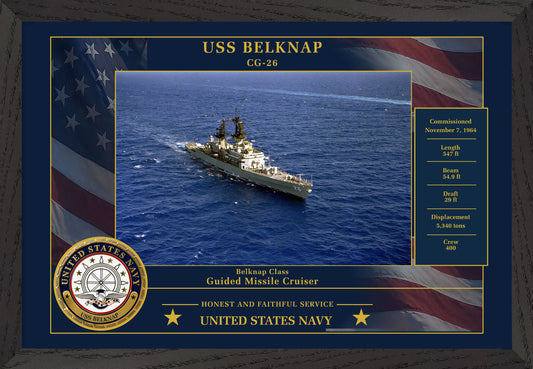 USS Belknap CG-26 Framed Patriotic Photo