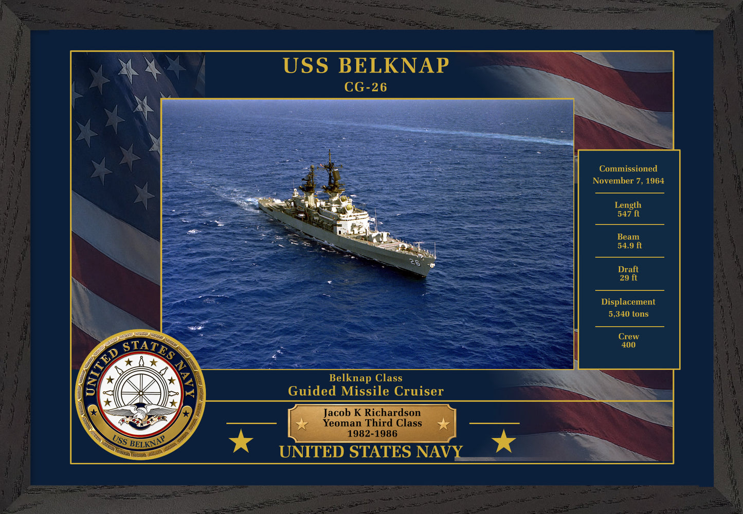 USS Belknap CG-26 Framed Patriotic Photo