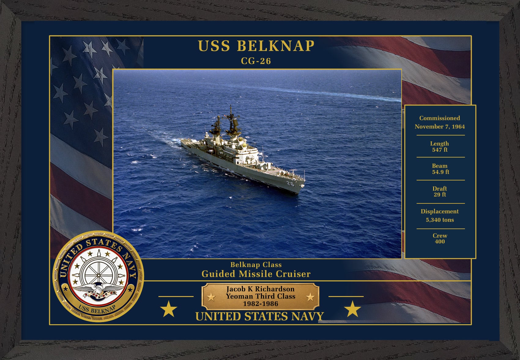 USS Belknap CG-26 Framed Patriotic Photo
