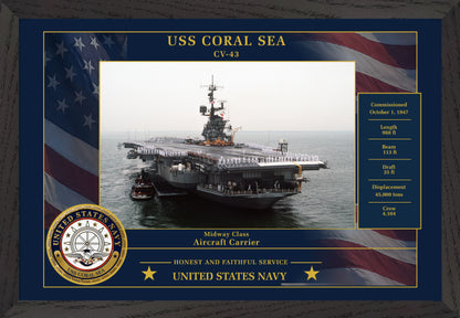 USS Coral Sea CV-43 Framed Patriotic Photo