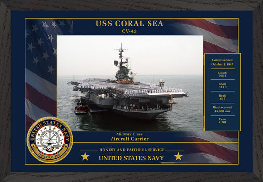 USS Coral Sea CV-43 Framed Patriotic Photo