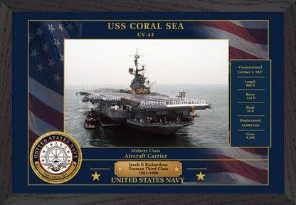 USS Coral Sea CV-43 Framed Patriotic Photo