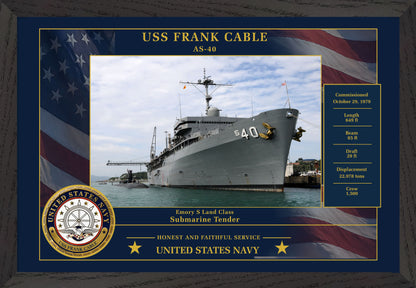 USS Frank Cable AS-40 Framed Patriotic Photo