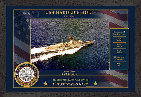 USS Harold E Holt FF-1074 Framed Patriotic Photo