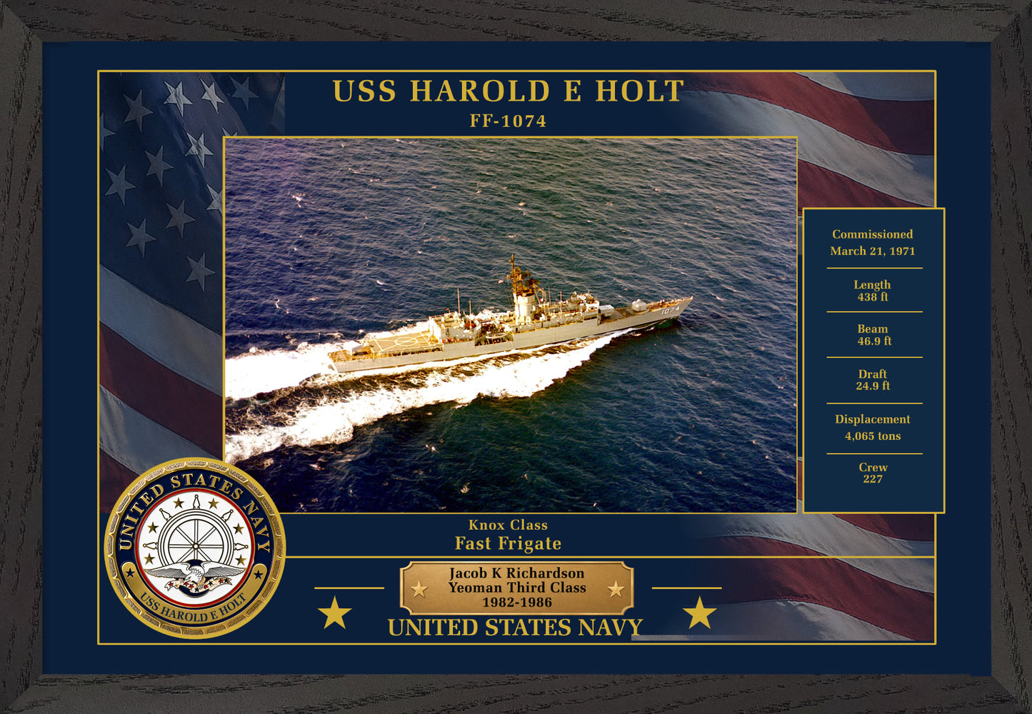 USS Harold E Holt FF-1074 Framed Patriotic Photo